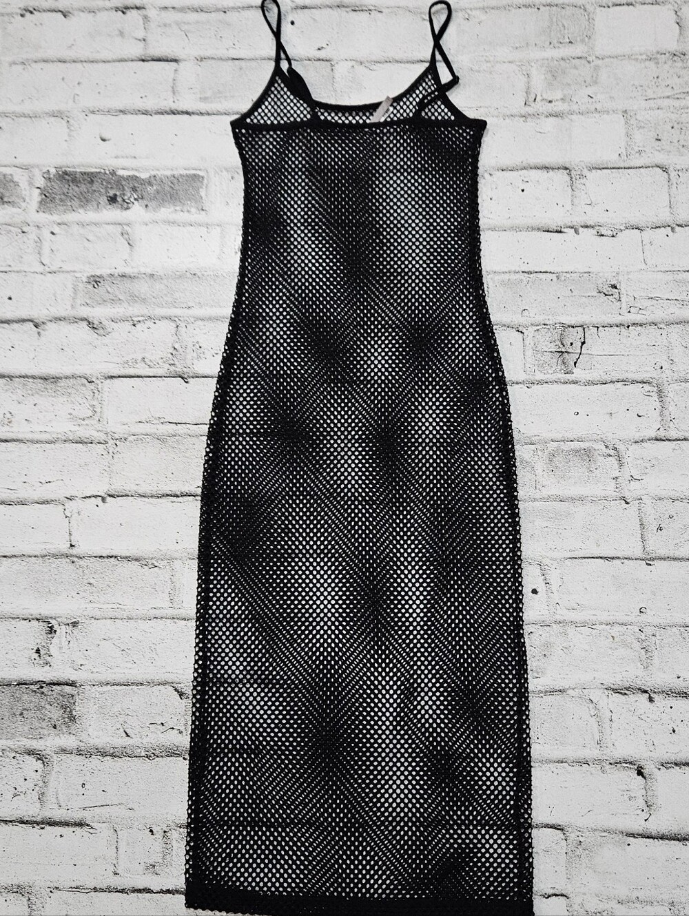 Garage Black Fishnet Mesh Cover Up Midi Dress Sheer Beach Swim Size S - Picture 7 of 11